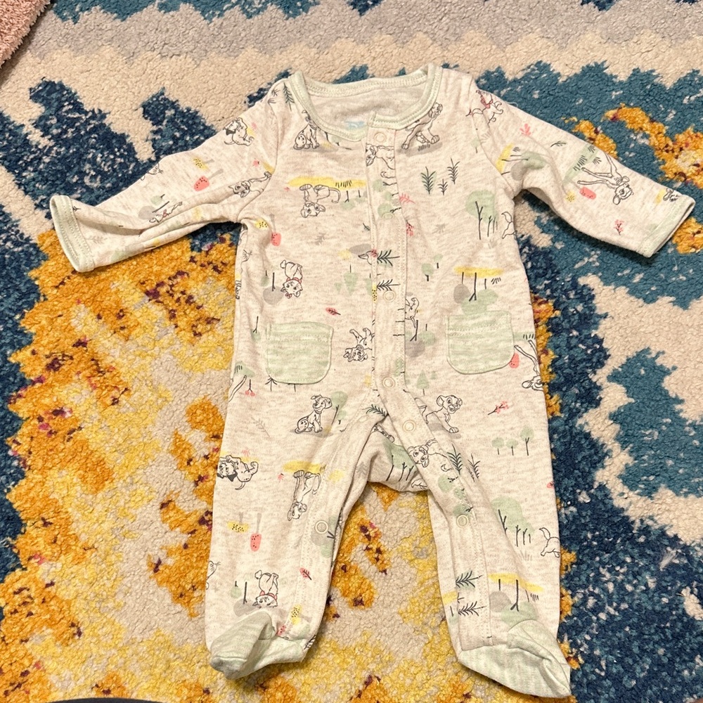 Disney Cream and Green Kids Footie